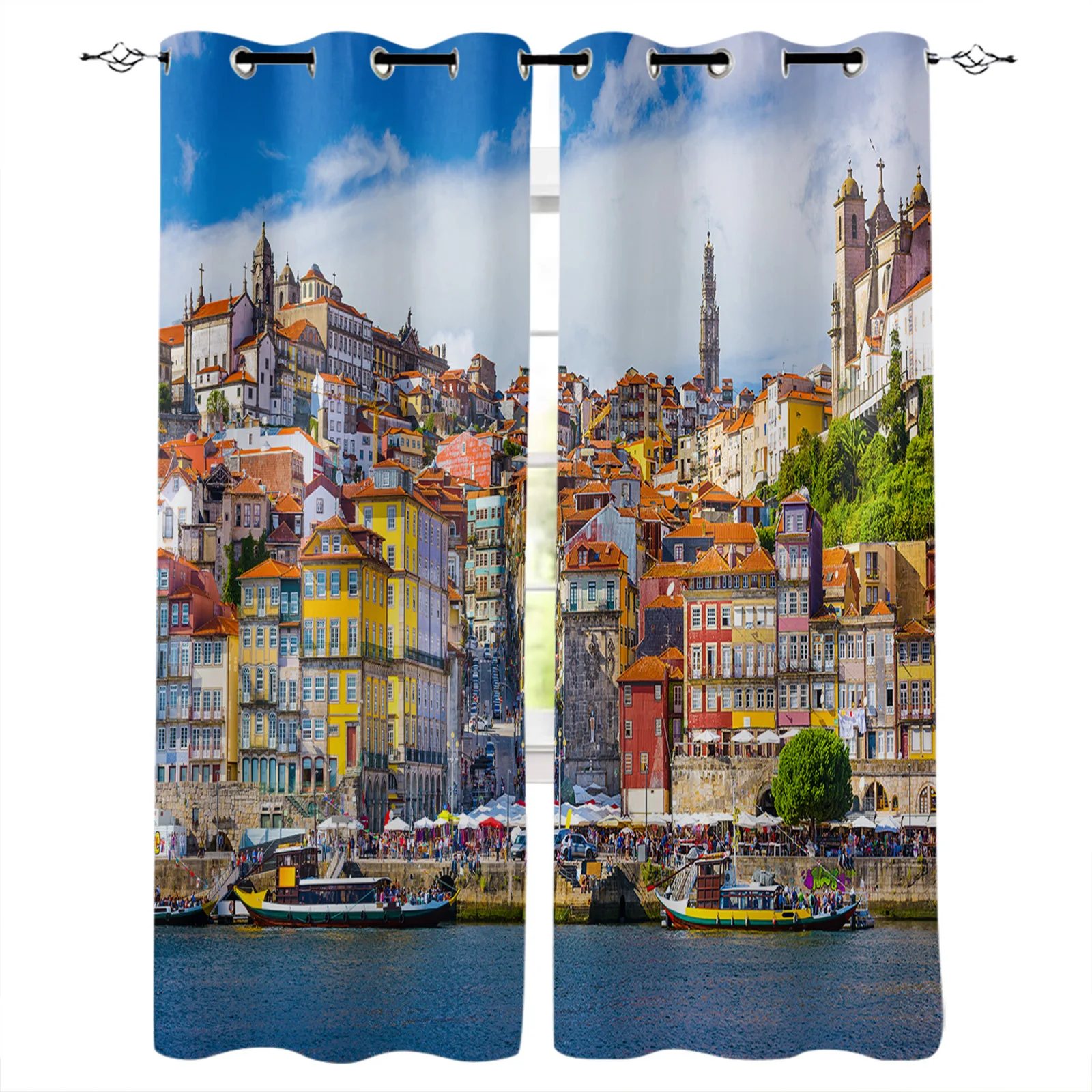 

Portugal Porto City Buildings Europe Architecture Curtains Drapes For Living Room Bedroom Kitchen Office Blinds Window Curtain