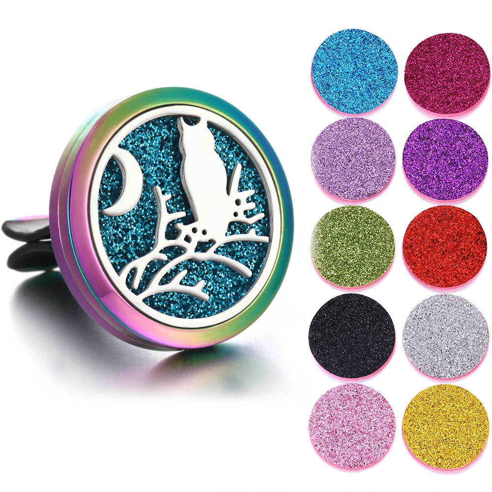 New Aromatherapy Jewelry Car Perfume Diffuser 316L Stainless Steel Aroma Essential Oil Diffuser Car Clip Lockets DropShipping - Окраска металла: 21
