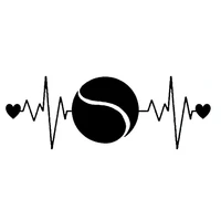 15 9cm5 7cm tennis heartbeat lifeline vinyl blacksilver decoration car sticker