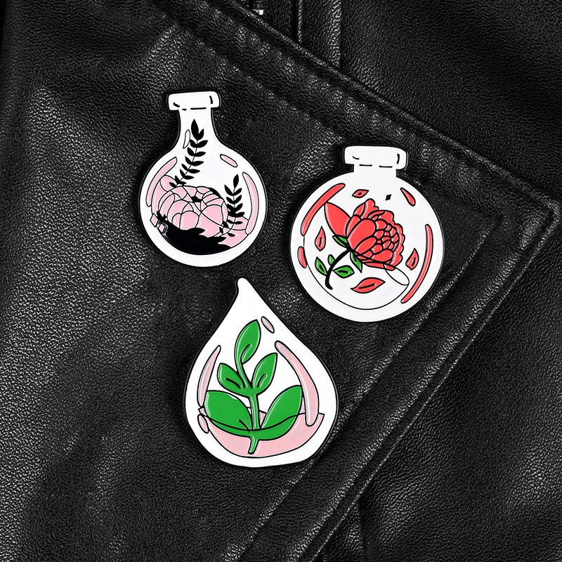Стеклянные булавки с цветами в бутылке эмалевые растениями стиле милого