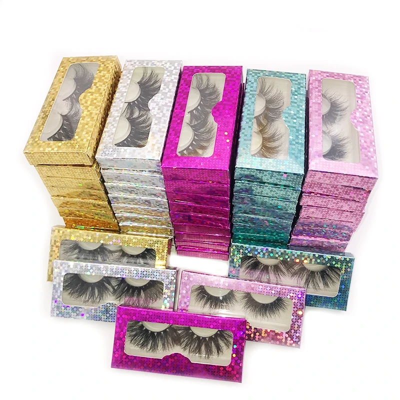 

rainsin 200 pairs wholesale 25 mm fluffy handmade eyelash packaging paper box 3D 28 mm dramatic makeup lashes set