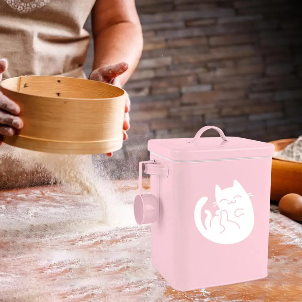 Airtight Storage Bucket with Scoop Food Tin Canister Container for Cat Dog Dry Pet | Дом и сад