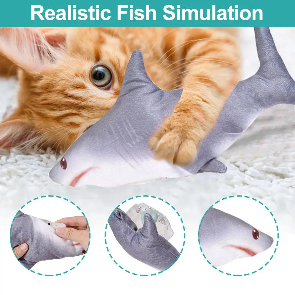 

With Lights Without Lights Two Toy Sharks Electric Fish Cat Toy Realistic Moving Kitten Interactive Dancing Wiggle Fish Toys