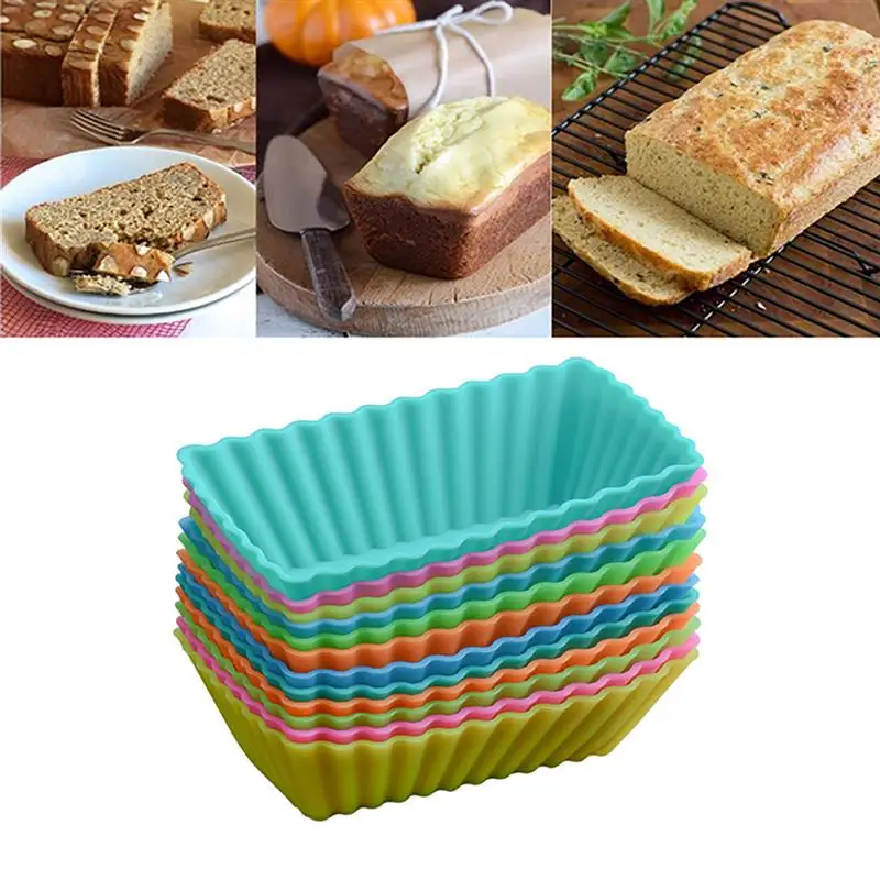 

10PCS Random Color Silicone Baking Cup Reusable Nonstick Muffin Mold Cupcake Liner Cake Mold Small Cake Mold Toast Mold