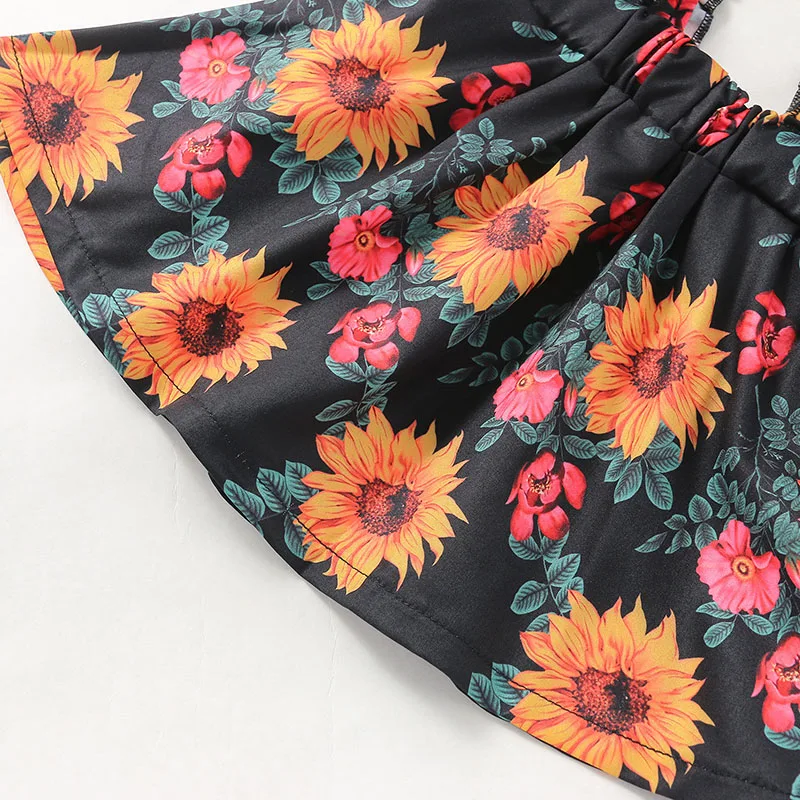 

Toddler Summer Outfits Letters Print Short Sleeves Romper Floral Suspenders Skirt Headband For Baby Girls Clothes 0-18 Months