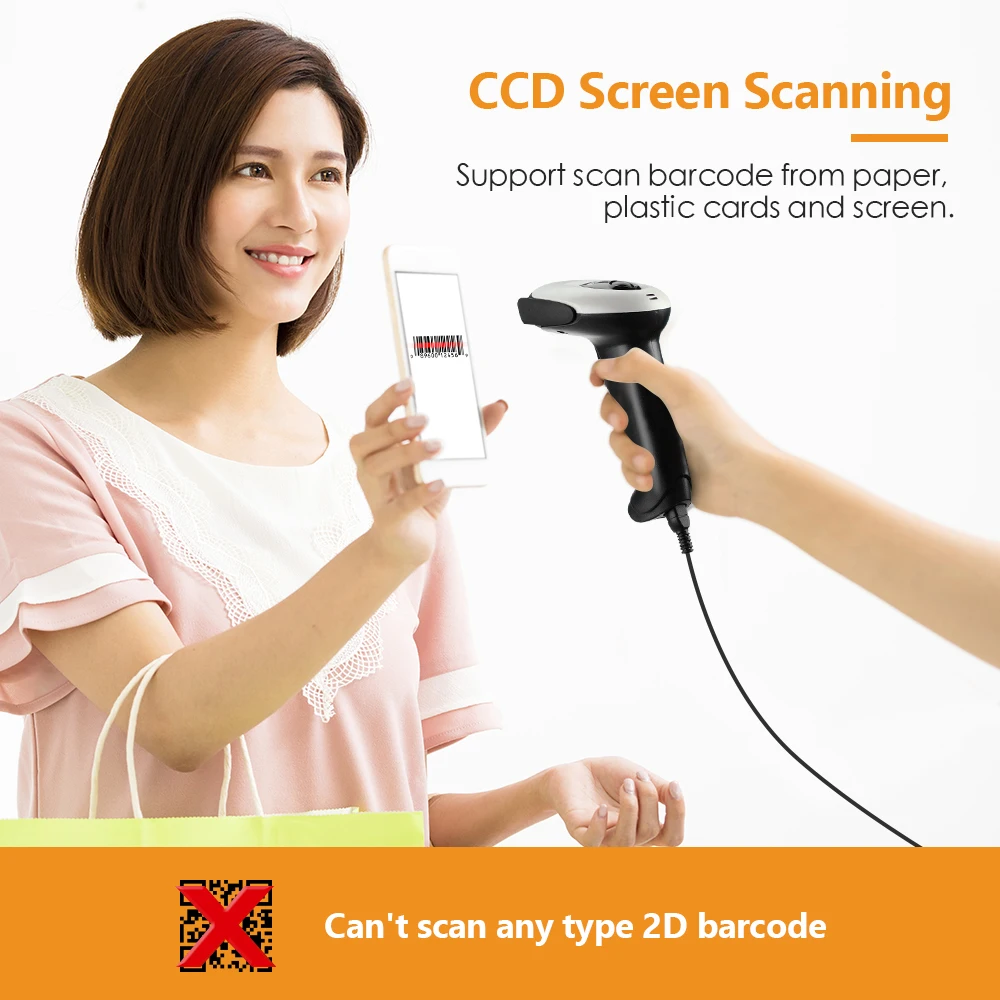 Evnvn Bluetooth сканер штрих-кода CCD 2 4 ГГц Беспроводной проводное соединение ручной 1D
