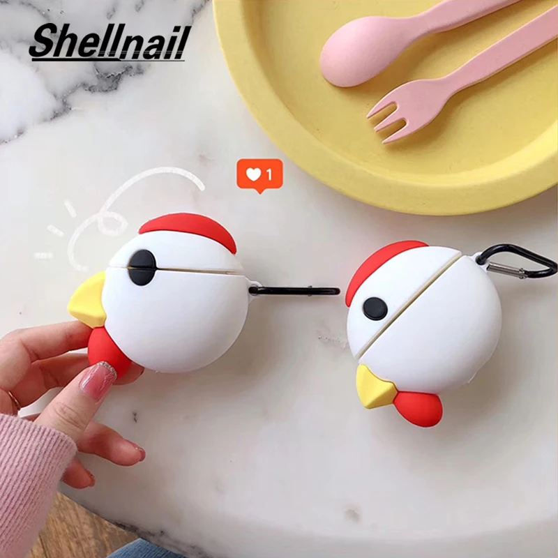 

Чехол для наушников Shellnail с Bluetooth для Airpods 2 1, защитный чехол для air pods Box, милые Мультяшные курицы, силиконовые чехлы «сделай сам»