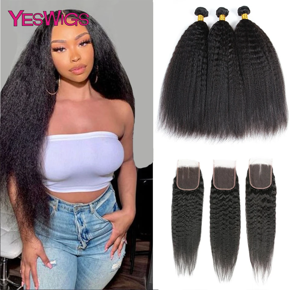 

Vietnamese Hair Weave Bundles With Closure Kinky Straight Human Hair Bundles With Closure Pre Plucked 4x4 Remy Hair Extension