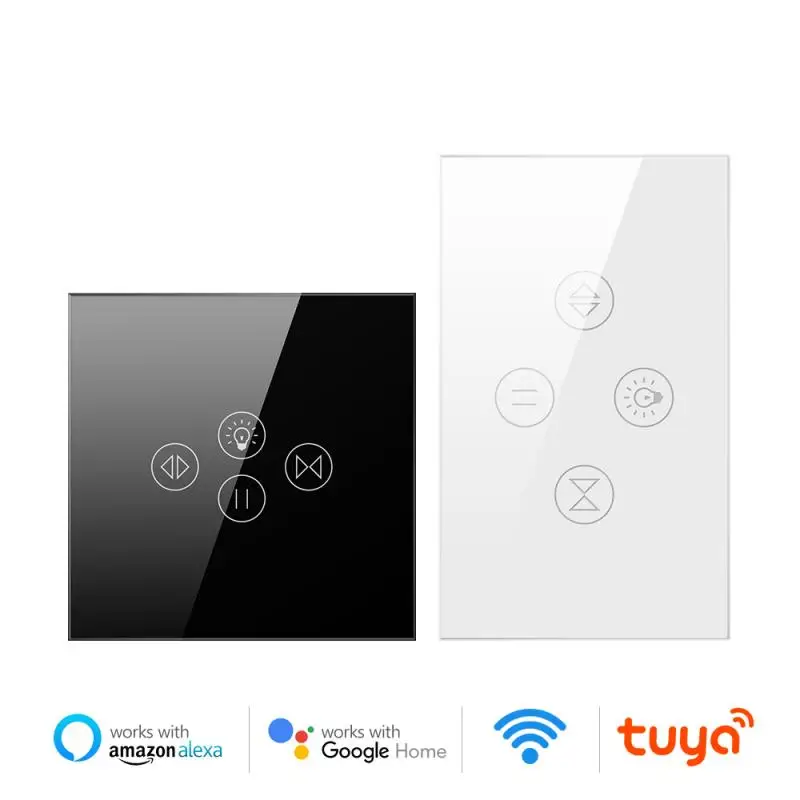 

Smart Wifi Curtain Light Switch EU US Light Wall Touch Panel Smart Home 2.4G Wifi Curtain Switch Control With Alexa Google Home
