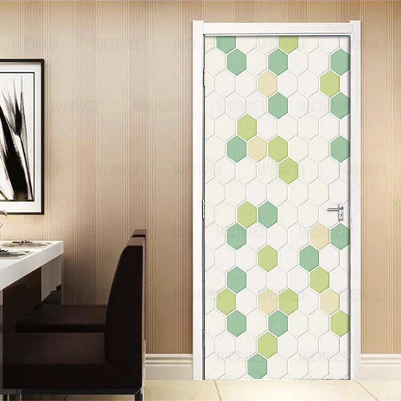 Скандинавский зеленый геометрический шестиугольник 3D настенные фрески ПВХ