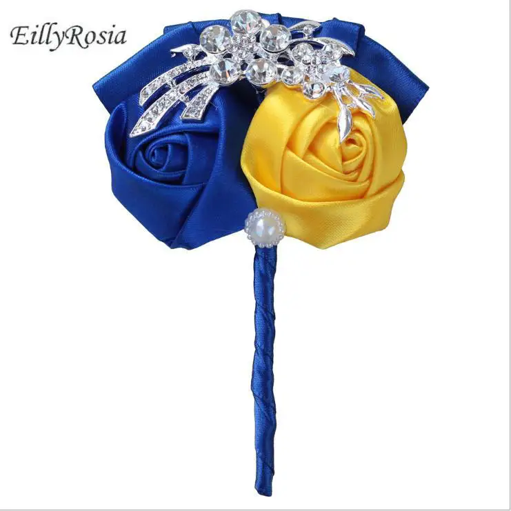 

Свадебные бутоньерки eillyroasia для жениха, атласная лента, ювелирные изделия, кристаллы, элегантный корсаж шафера для лучших мужчин, аксессуары