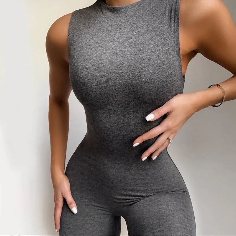 Casual Clothes Women Bodysuit Sexy Backless Plain Jumpsuits Rompers femme Sexy Sleeveless Slim Overalls Bodycon Female Outfits 2
