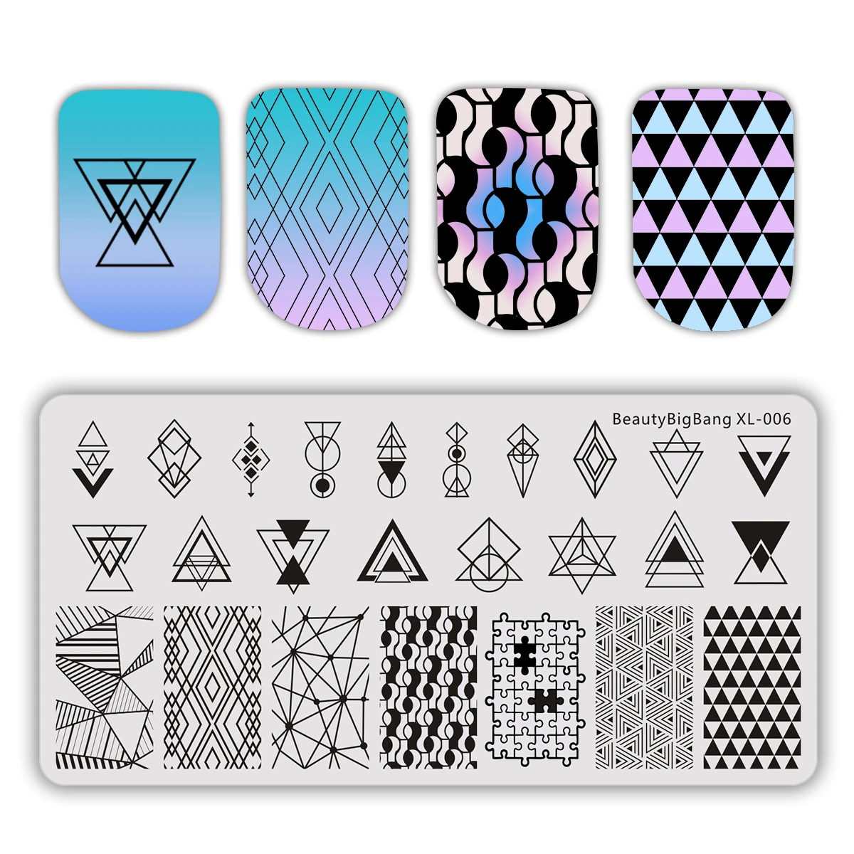 

BeautyBigBang 6*12cm Summer Flower Geometry Pattern Nail Art Stamping Plates Image Template Stencils Manicure Tool