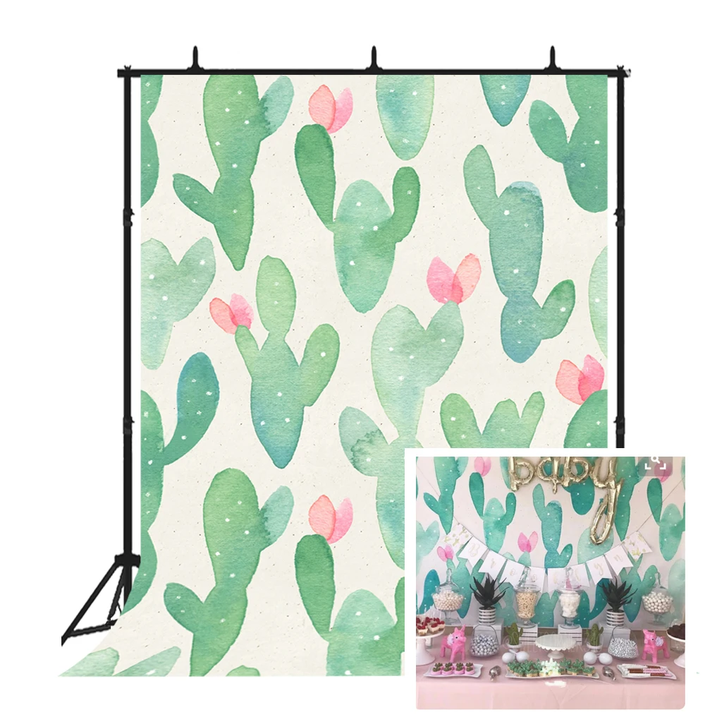 

Cactus flower photography backdrops birthday party banner cake table newborn baby shower photo booth studio props background 229
