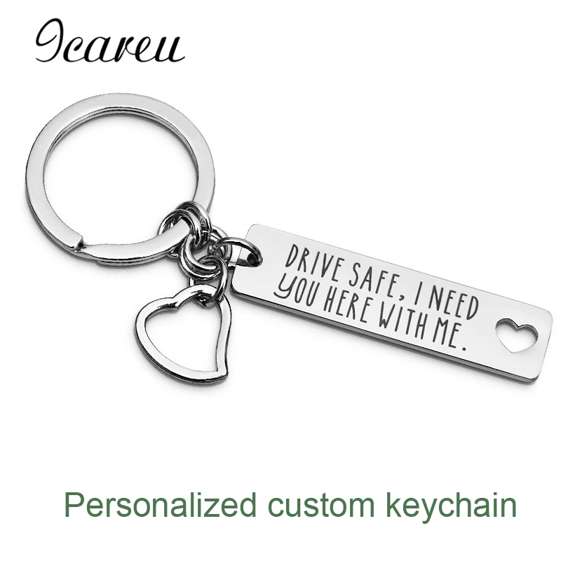 

Engrave Name Date Logo Customized Keychains Stainless steel Keyrings Custom Lettering Key Chain For Women Men Gift