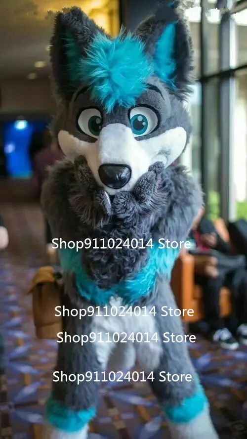 Серый плюшевый костюм-талисман с изображением собаки хаски и лисы костюм для