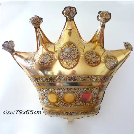 25pcs/lot big gold crown foil balloon and 12inch metal latex confetti helium for wedding girls birthday party decor - купить по