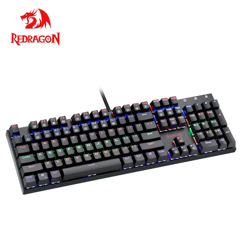 

Redragon Rainbow Backlit Keyboard Mechanical Gaming Keyboard K565 104 Keys hotswap With RGB LED For PC/Win/Mac CSGO USB Keyboard