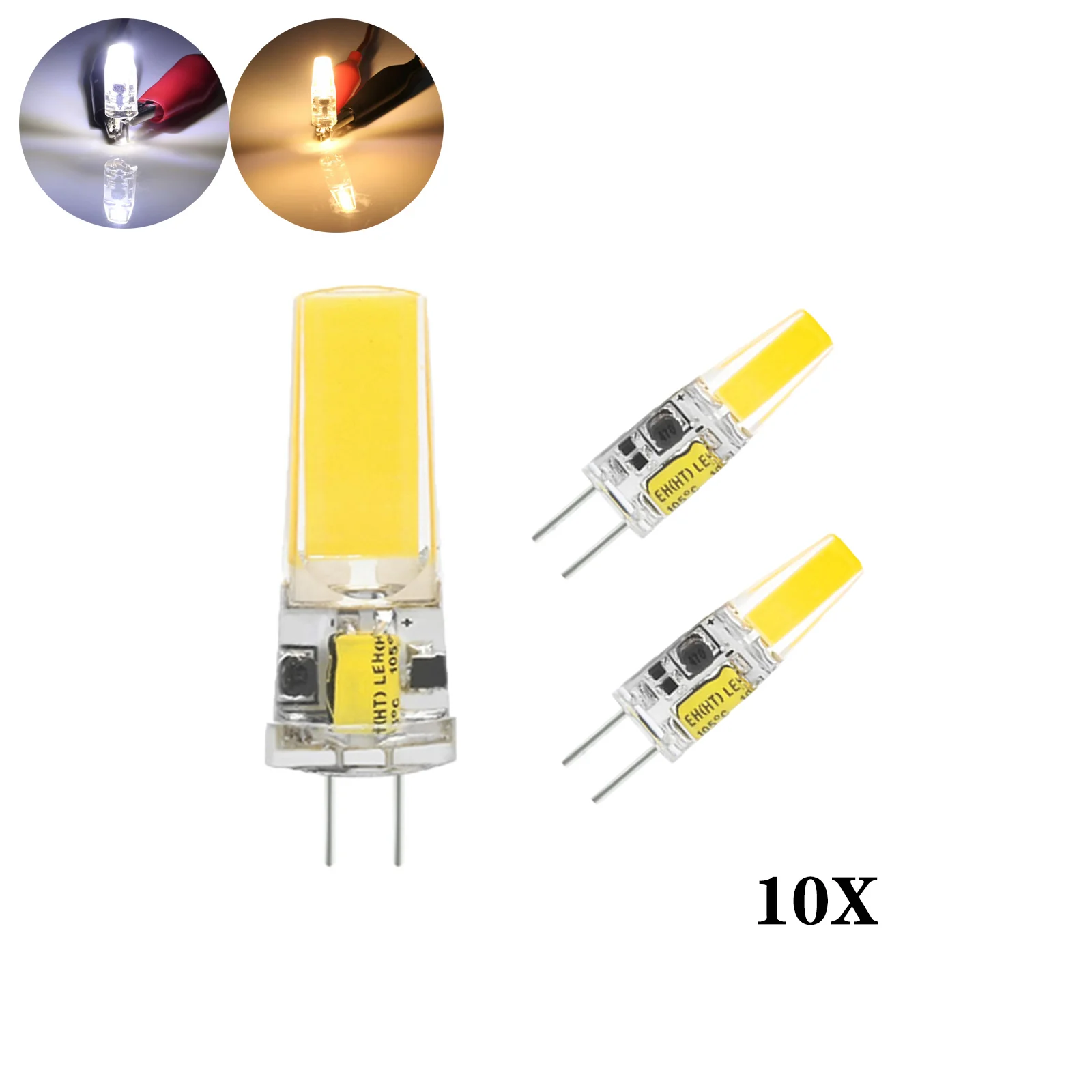 

10x Home Mini Waterproof G4 1505 COB Glue Lamp 3W, Silicone Durable No Flickering, Replace Halogen 30W 60W Chandelier Lamps