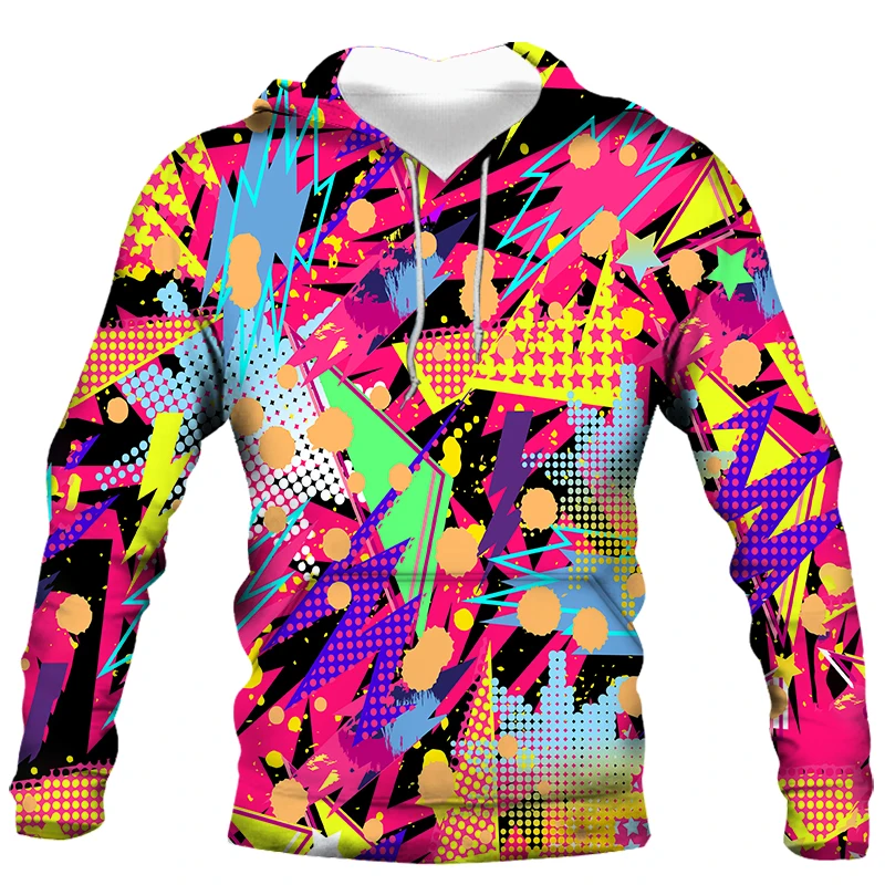 

New men's casual fashion sunshine 3D hoodie graffiti color spray paint pattern size super size S-6XL