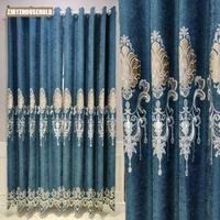 european style chenille embroidered curtains luxury and modern curtains for living room and bedroom high shading rate