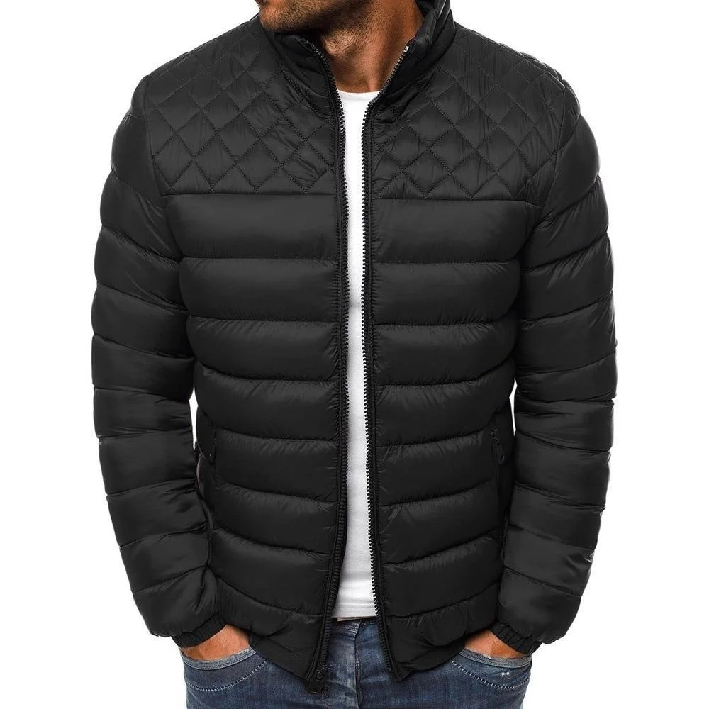 

Jacket cotton jacket cotton youth men's autumn and winter down Plaid collar slim cotton jacket short