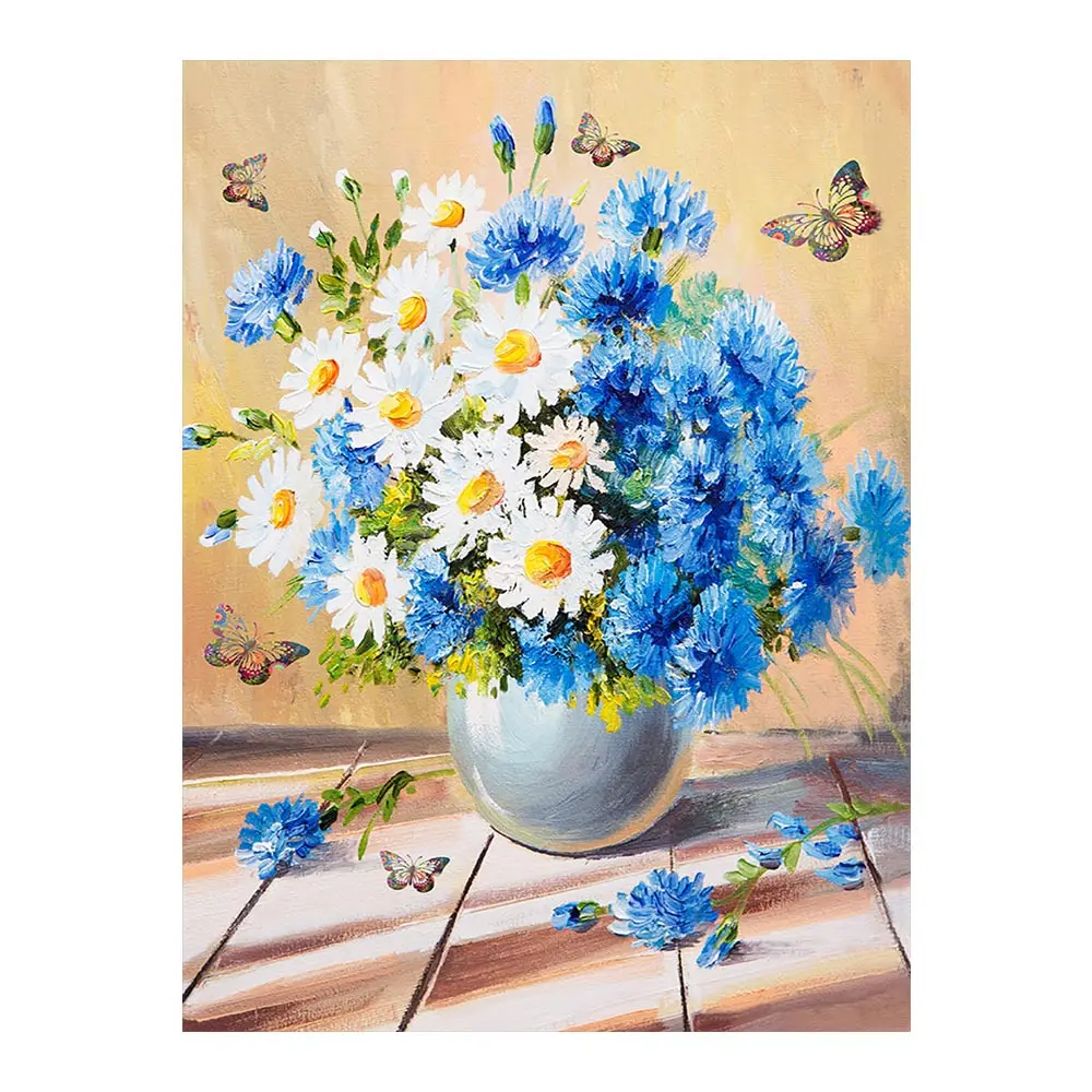 

Желто-синяя Ваза с ромашками, алмазная картина, круглая, полная дрель, Nouveaute, сделай сам, мозаика, вышивка, 5D, вышивка крестиком, цветочные изо...