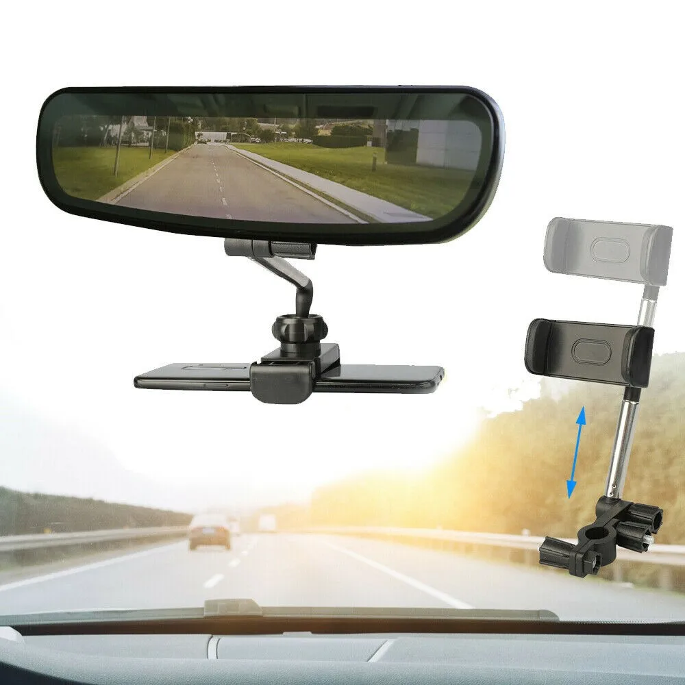 

18-21cm Car Phone Holder 360 Degrees Rotating Stand Rearview Mirror Mount Universal Car Bracket Mount Holder