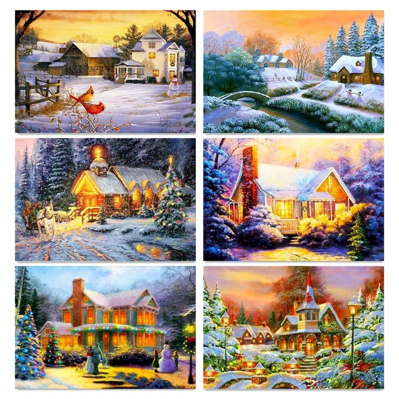 

Gatyztory Landscape Diy Frame Oil Paints By Numbers House Wall Art Picture Canvas By Numbers Draw Number Handpainted For Home De