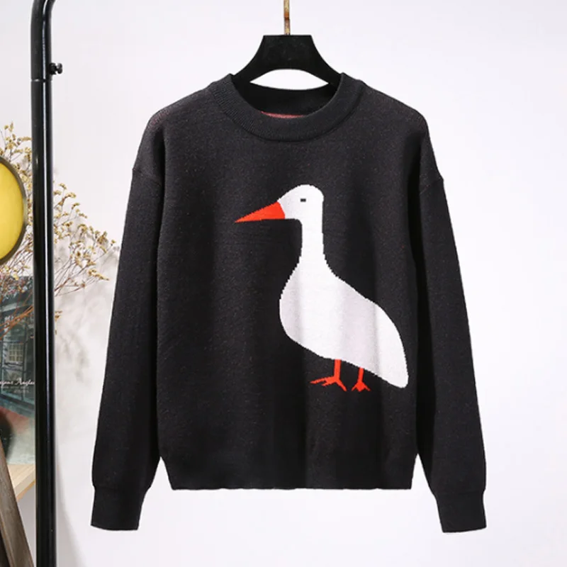 Женский трикотажный жаккардовый свитер с вышивкой на осень/зиму | Женская одежда