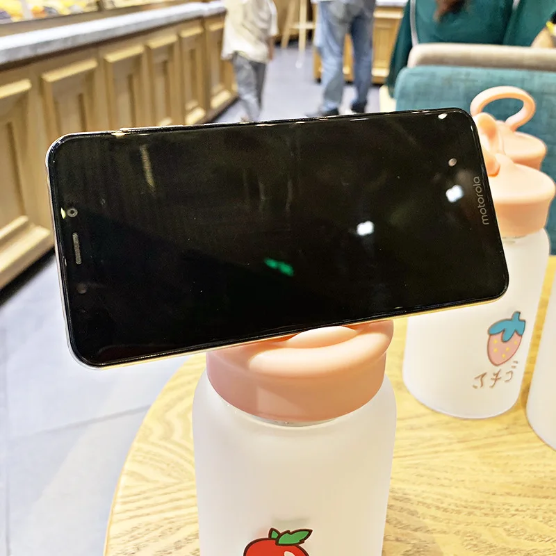 Новый Kawaii фрукты матовая Стекло бутылка для воды Портативный милые Молодежные