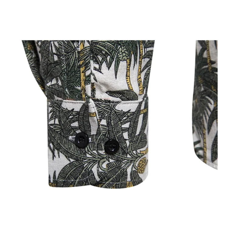 2019 Мужская рубашка с принтом Облегающая длинными рукавами модная повседневная