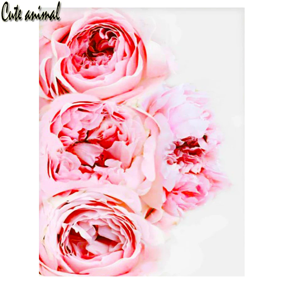 

Алмазная 5D картина «сделай сам», Набор для вышивки крестиком, с квадратными и круглыми стразами, с розовыми пионами, с цветами, украшение для рождественского подарка