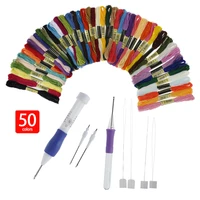50 colors cross stitch embroidery pen thread needles threaders punch needle set embroidery stitching craft tool for diy sewing