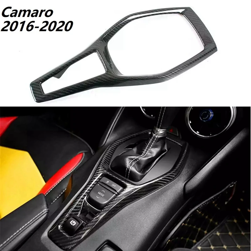 

Real Carbon Fiber Car Gear Shifter Console Trim Cover Bezel Decoration Frame Gearbox for Chevy Camaro 2016-2020