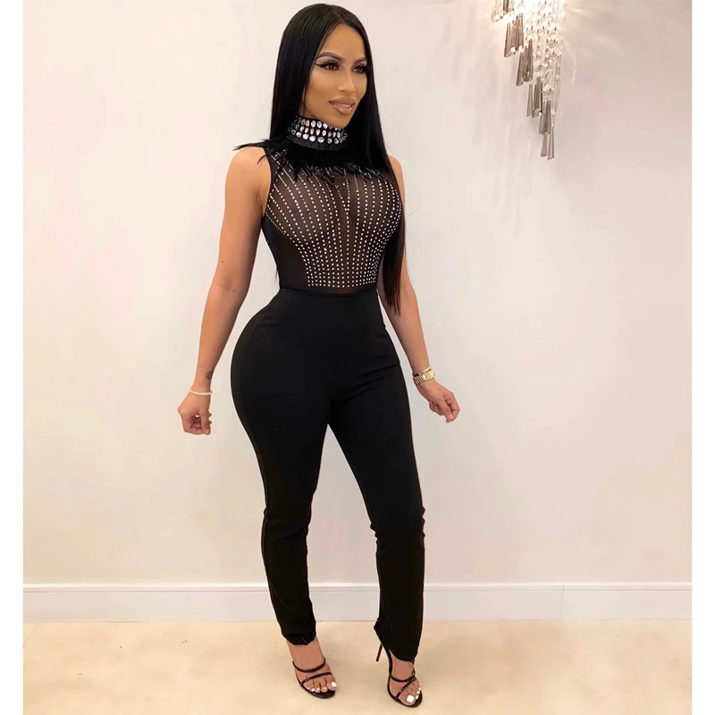 Женские облегающие сексуальные комбинезоны прозрачный сетчатый вечерний