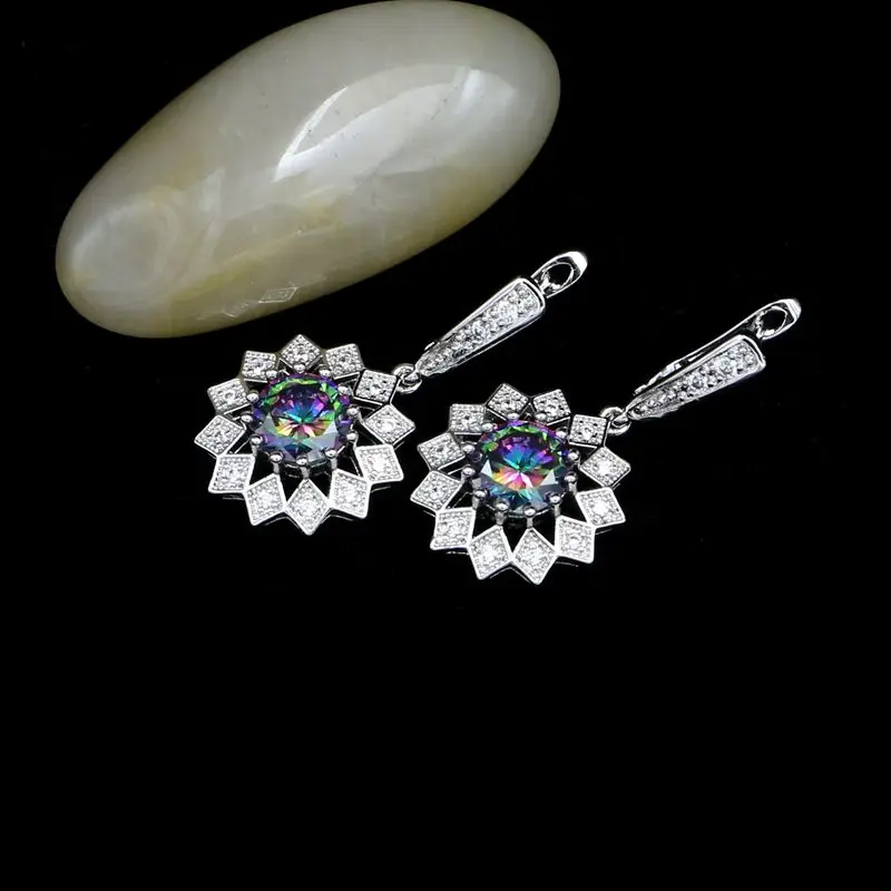 Женские серьги из серебра 925 пробы с белыми кристаллами и кубическим цирконием |