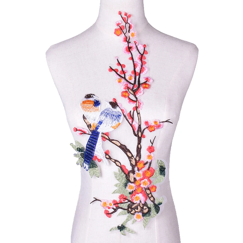 

1Pc Applique Embroidery Flower Bird Motif Sew on Patches for Clothing Patches stickers for clothes Sewing