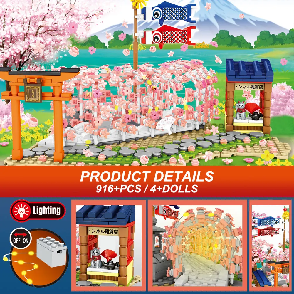 

SEMBO City Street View Cherry Blossom Building Block Friend Cherry Blossom Creator House Tree Construct Bricks Toys For Children