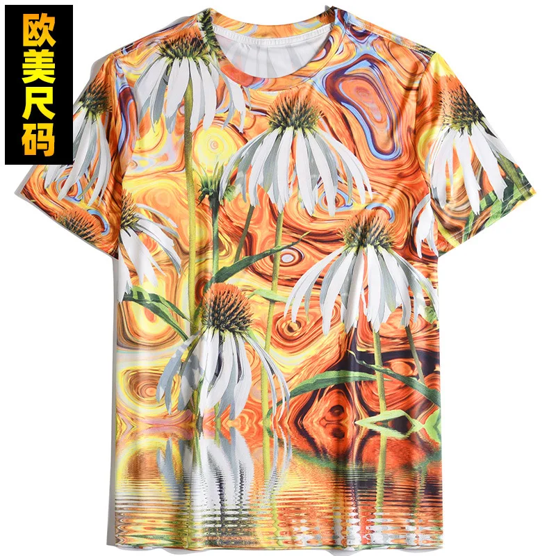 

2021 new summer men's T-shirt loose 3D printing Harajuku oversized T-shirt casual men's T-shirt O-neck hip-hop sports top
