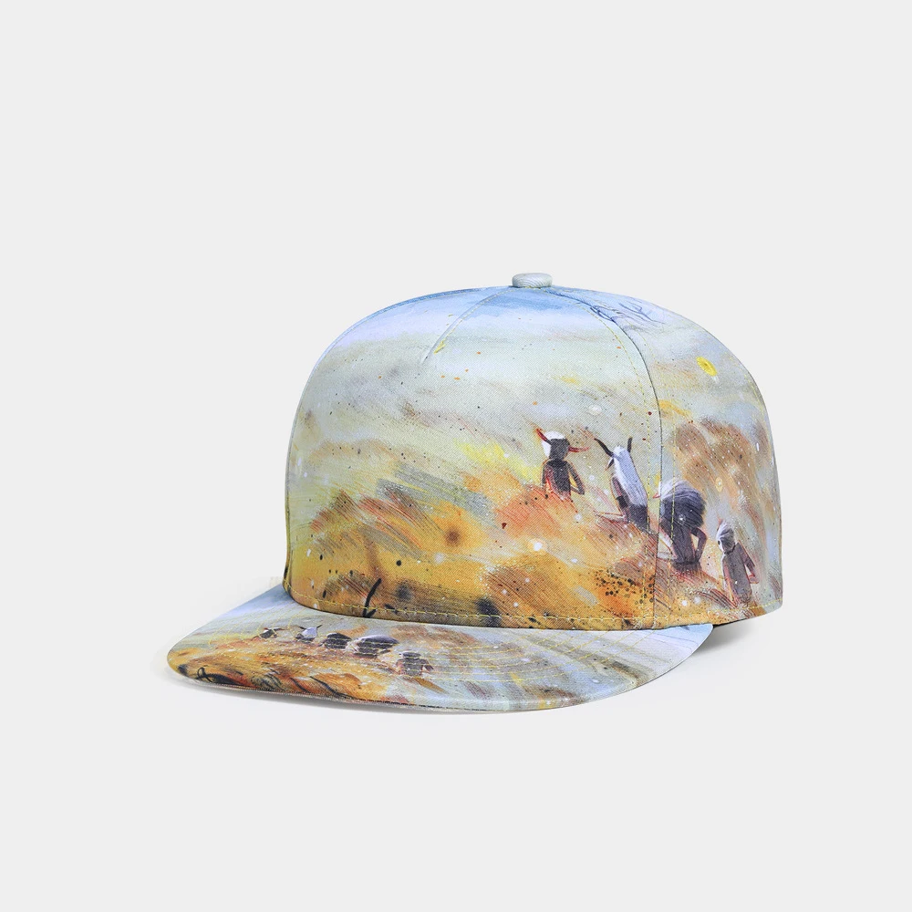 

New arrive Spring Autumn unisex abstract print colorful flat brim fashion casual hip hop street snapback sport baseball cap