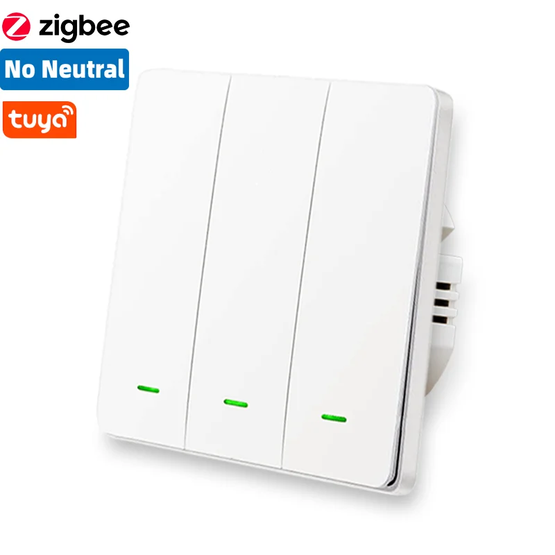 Zigbee без нейтральный кнопочный светильник выключатель Смарт настенный выключатель с одиночной линией противопожарная проводка 1/2/3 Tuya Беспроводной дистанционного Управление - Цвет: X713A