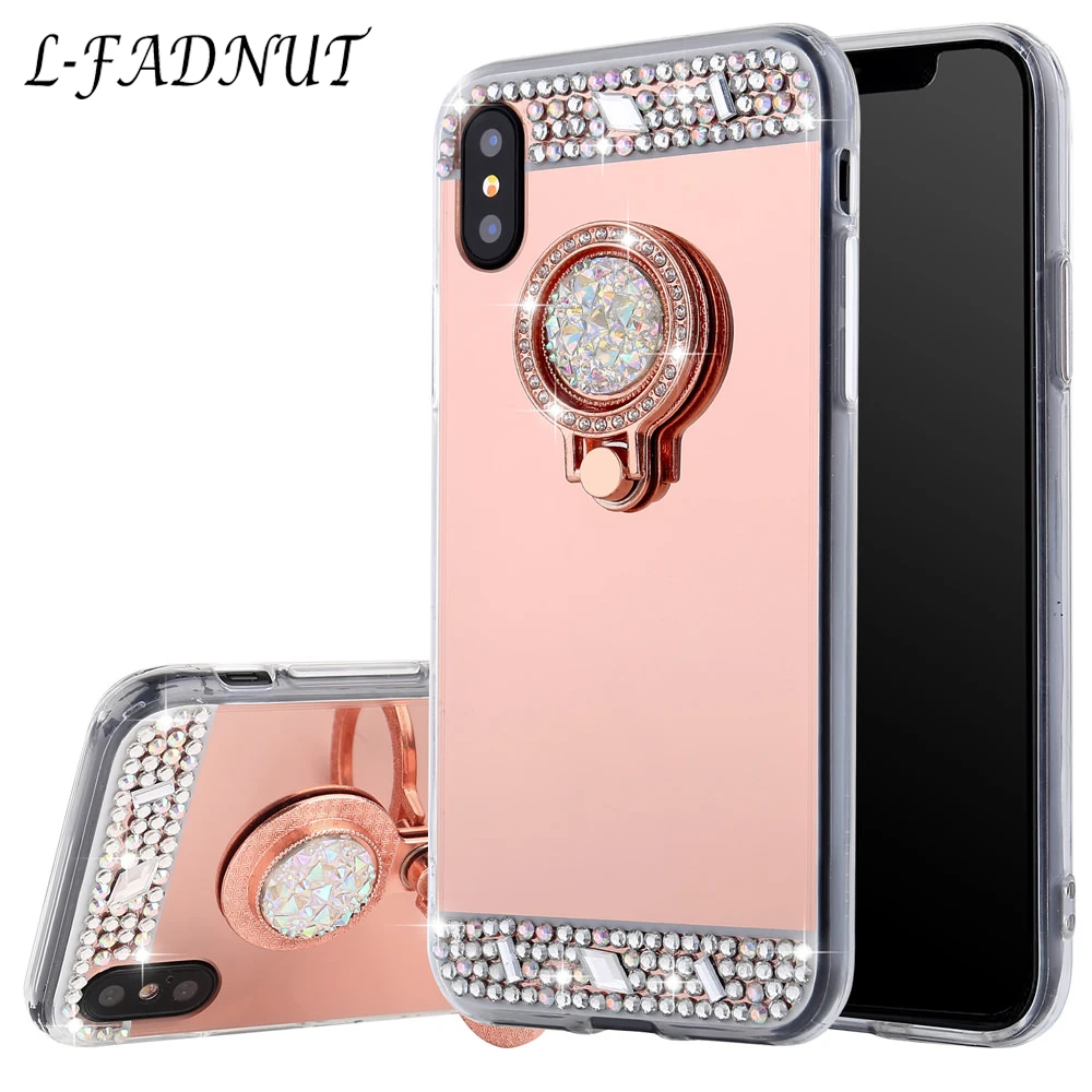 Кольцо на палец зеркальный чехол для телефона Apple iPhone 7 Plus 8 6 S 5s SE женский