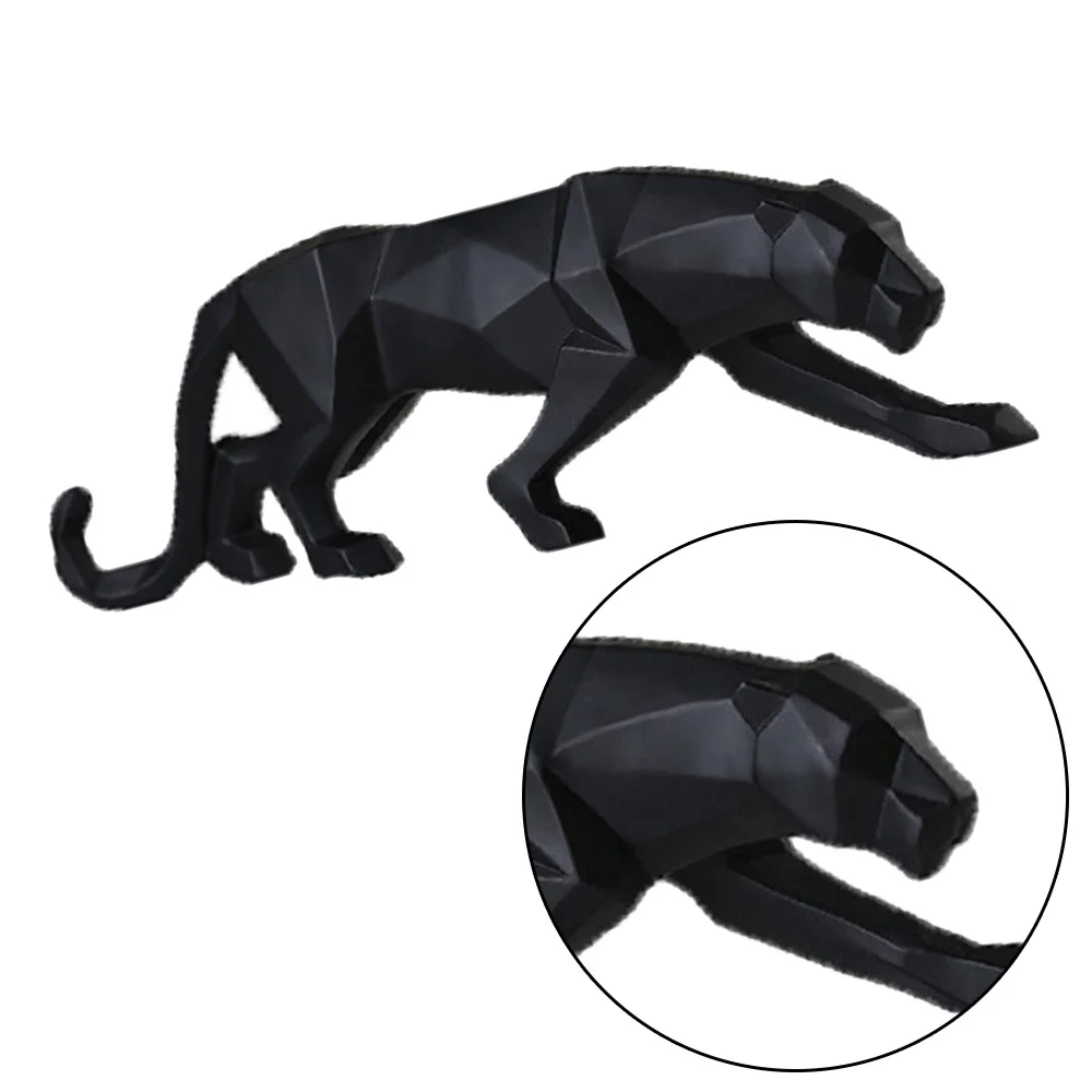 

1pc Modern Abstract Desktop Ornament Geometric Leopard Statue Resin Panther Crafts Sculpture - Size