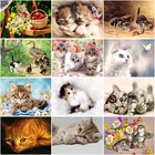 Алмазная 5D картина сделай сам с котом, вышивка крестиком в виде животных, мозаика из круглых страз, ручная картина, подарок для домашнего декора