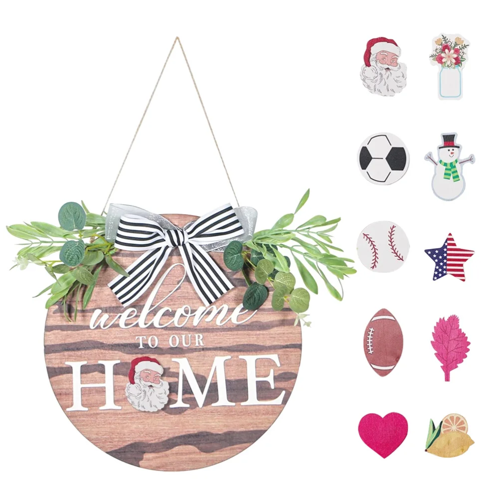

1 Set Wooden Doorplate Door Ornament Hanging Decor for Home (Colorful)