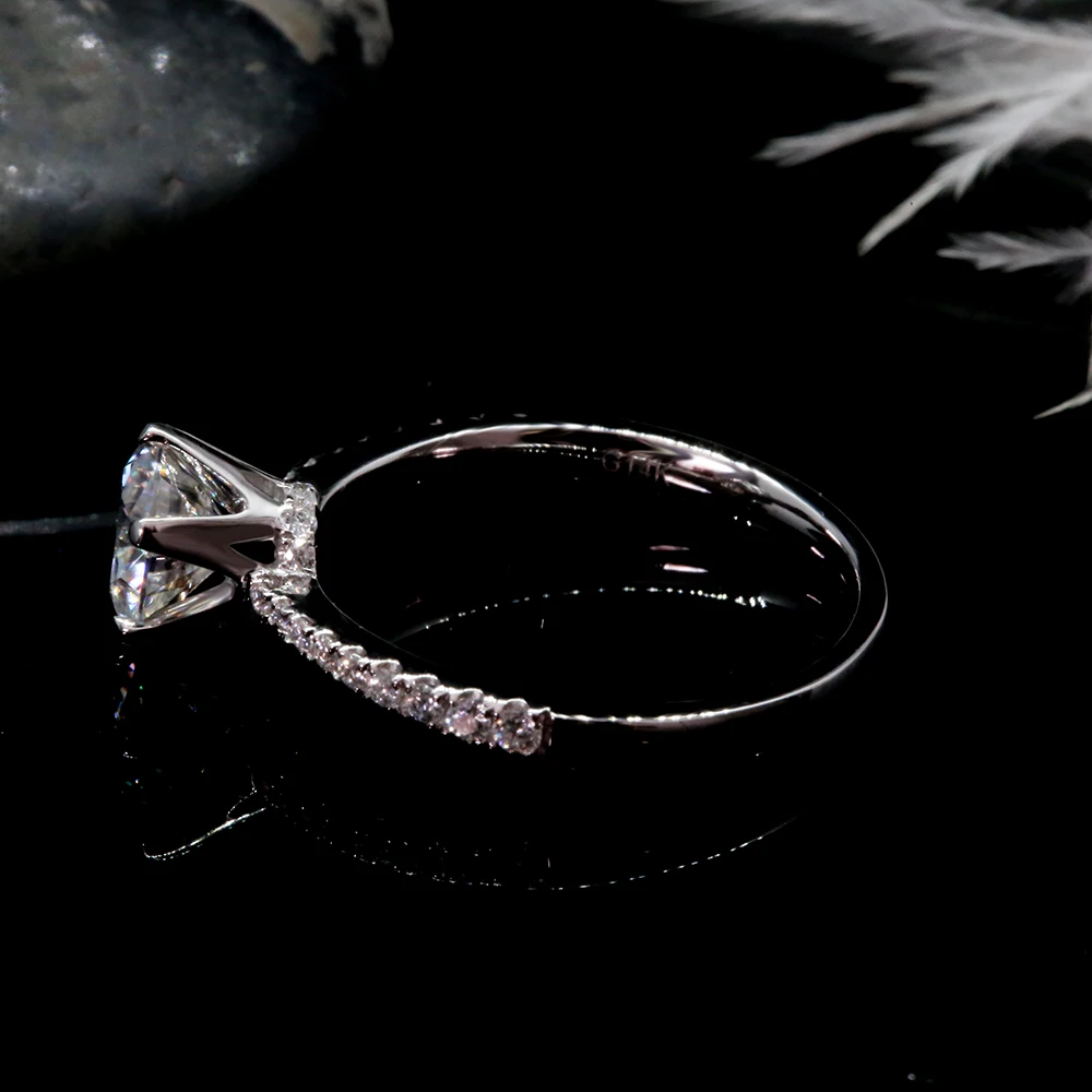 AEAW Лидер продаж круглый вырез 1.0ct moissanite кольцо 18 К Белое золото обручальные кольца для женщин