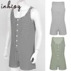 Мужской комбинезон без рукавов, пижама из эластичного хлопка, цельный комбинезон, короткая Пижама