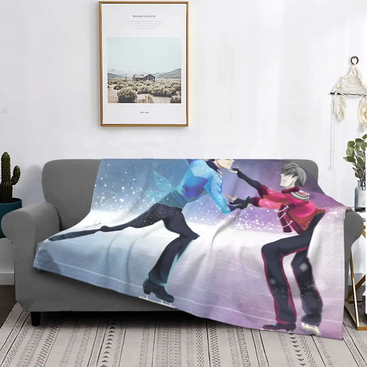 

Yuri On Ice Plisetsky Sports Anime Blanket Flannel Art Cozy Soft FLeece Bedspread