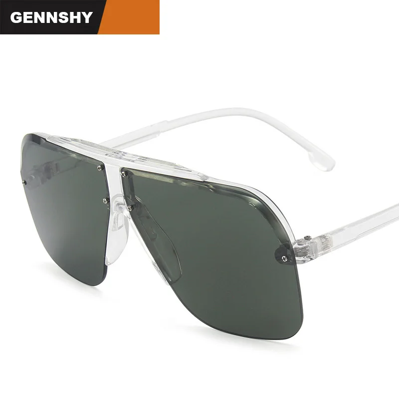 2021 New Retro Big Frame Sunglasses Men Fashion Pilot Half Europe And America Cool Plastic Black Driving UV400 | Аксессуары для